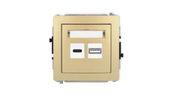 DECO Mechanizm ładowarki USB podwójnej USB C + USB A, 30W max. złoty 29DCUSB-10