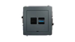 DECO Mechanizm ładowarki USB podwójnej USB C + USB A, 30W max., bez pola opisowego grafitowy mat 28DCUSBBO-10