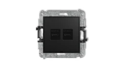 ICON Mechanizm ładowarki USB podwójnej 2xUSB C, 30W max., bez pola opisowego czarny mat 12ICUSBBO-9
