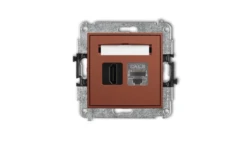 ICON Mechanizm gniazda pojedynczego HDMI 2.1, 8K + gniazda komp. poj. 1xRJ45, kat. 8, ekranowany, 8-stykowy terakota 63IGHK-88