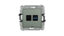 MINI Mechanizm ładowarki USB podwójnej USB C + USB A, 30W max., bez pola opisowego szałwiowy 61MCUSBBO-10