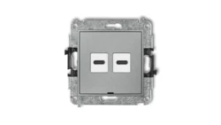 ICON Mechanizm ładowarki USB podwójnej 2xUSB C, 30W max., bez pola opisowego srebrny metalik 7ICUSBBO-9