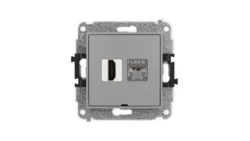 MINI Mechanizm gniazda HDMI 2.0, 4K + gniazda 1xRJ45, kat. 6, ekranowany, 8-stykowy, bez pola opisowego szary mat 27MGHKBO-46