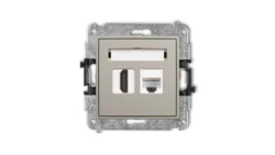 MINI Mechanizm gniazda pojedynczego HDMI 2.0, 4K + gniazda komp. poj. 1xRJ45, kat. 6A, 8-stykowy taupe 60MGHK-46A