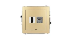 DECO Mechanizm gniazda HDMI 2.0, 4K + gniazda 1xRJ45, kat. 6, ekranowany, 8-stykowy, bez pola opisowego złoty 29DGHKBO-46