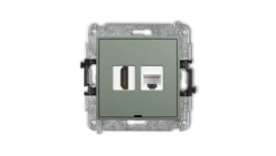 ICON Mechanizm gniazda HDMI 2.0, 4K + gniazda komp. poj. 1xRJ45, kat. 6A, 8-stykowy, bez pola opisowego szałwiowy 61IGHKBO-46A