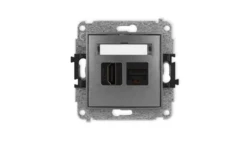 ICON Mechanizm gniazda pojedynczego HDMI 2.1, 8K + gniazda komp. poj. 1xRJ45, kat. 6A, 8-stykowy grafitowy 11IGHK-86A