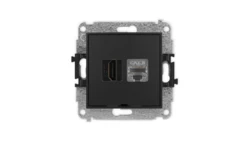 ICON Mechanizm gniazda HDMI 2.1, 8K + gniazda 1xRJ45, kat. 8, ekranowany, 8-stykowy, bez pola opisowego czarny mat 12IGHKBO-88