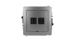 DECO Mechanizm gniazda HDMI 2.1, 8K + gniazda komp. poj. 1xRJ45, kat. 6A, 8-stykowy, bez pola opisowego grafitowy 11DGHKBO-86A