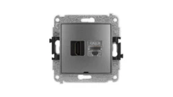 ICON Mechanizm gniazda HDMI 2.1, 8K + gniazda 1xRJ45, kat. 8, ekranowany, 8-stykowy, bez pola opisowego grafitowy 11IGHKBO-88