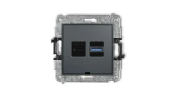 MINI Mechanizm ładowarki USB podwójnej USB C + USB A, 30W max., bez pola opisowego grafitowy mat 28MCUSBBO-10