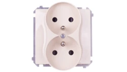 Simon Basic Gniazdo podwójne z/u 16A IP20 z przesłoną torów beżowe BMGZ2Mz.01/12