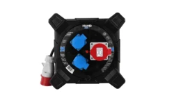 Przedłużacz bębnowy kwadratowy linia HAND PWR 4P+Z 2x2p+Z IP44 16A400V H07RN-F 5x2,5 25mSCHUKO CZARNY