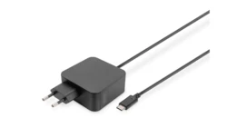 Ładowarka sieciowa zasilacz 1x USB-C PD 3.0 max. 65W zintegrowany kabel 1,2m czarna DA-10071