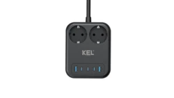 Wielofunkcyjne gniazdo zasilania Przedłużacz USB 65W, 2x2p+Z + 2xUSB A, 3xUSB C, 2m, SCHUKO KEL