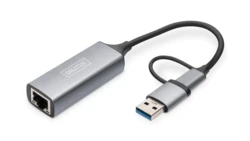 Adapter USB Typ-C na Gigabit Ethernet 2,5GUSB-C + USB A (USB 3.1/3.0) DN-3028