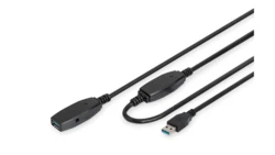 Kabel przedłużający USB 3.0 SuperSpeed 20mTyp USB A/USB A M/Ż aktywny czarny 20m DA-73107