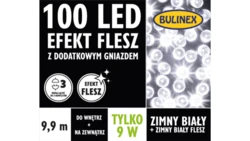 Lampki Bulinex 100led białe zimne 9,90m flesz z dodatkowym gniazdem sznur