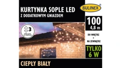 Lampki Bulinex 100led białe ciepłe 4,80m kurtyna sople