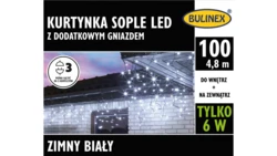 Lampki Bulinex 100led białe zimne 4,80m kurtyna sople