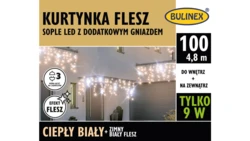 Lampki Bulinex 100led białe ciepłe 4,80m kurtyna flesz
