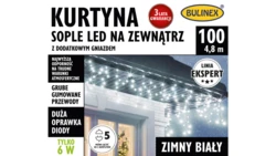 Lampki Bulinex 100led białe zimne 5,00m kurtyna sople zewnętzrne