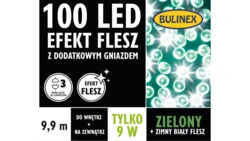 BULINEX 100 LED lampki zielone efekt FLESH 9,9m z dodatkowym gniazdem