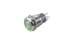 WŁĄCZNIK LED 12V BI SREBRNY + GREEN OBWÓ D