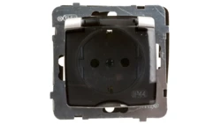 KARO Gniazdo bryzgoszczelne z/u Schuko IP44 z przesłonami klapka przezroczysta srebrny perłowy GPH-1SSP/m/43/d