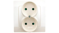 KARO Gniazdo podwójne b/u z przesłonami ecru perłowy GP-2SP/42