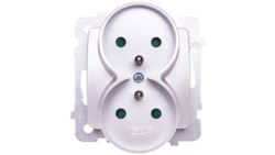 KARO Gniazdo podwójne z/u z przesłonami srebrny perłowy GP-2SRZP/m/43