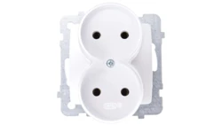 KARO Gniazdo podwójne b/u srebrny perłowy GP-2SR/m/43