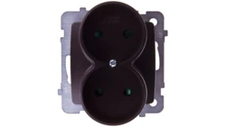 KARO Gniazdo podwójne b/u z przesłonami czekoladowy metalik GP-2SRP/m/40