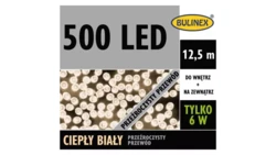 Lampki Bulinex 500led białe ciepłe 12,5m przewód przezroczysty