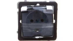 KARO Gniazdo bryzgoszczelne z/u Schuko IP44 klapka przezroczysta białe GPH-1SS/m/00/d