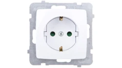 KARO Gniazdo pojedyncze z/u Schuko z przesłonami białe GP-1SSP/m/00