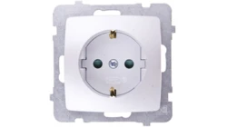 KARO Gniazdo pojedyncze z/u Schuko z przesłonami srebrny perłowy GP-1SSP/m/43