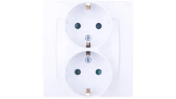 KARO Gniazdo podwójne z/u Schuko z przesłonami białe GP-2SSP/00