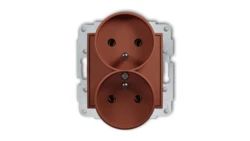 MINI Mechanizm gniazda podwójnego do ramki z uziemieniem 2x(2P+Z) (bez przesłon torów prądowych) terakota 63MGPR-2z