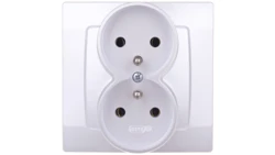 KARO Gniazdo podwójne z/u srebrny perłowy GP-2SZ/43