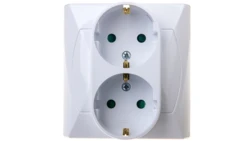 AKCENT Gniazdo podwójne z/u Schuko z przesłonami białe GP-2ASP/00