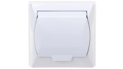 AKCENT Gniazdo bryzgoszczelne z/u Schuko IP44 klapka biała GPH-1AS/00/w