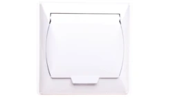AKCENT Gniazdo bryzgoszczelne z/u IP44 klapka biała GPH-1AZ/00/w