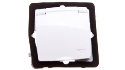 KARO Gniazdo bryzgoszczelne z/u Schuko IP44 klapka biała GPH-1SS/m/00/w