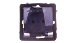 KARO Gniazdo bryzgoszczelne z/u Schuko IP44 klapka przezroczysta srebrny perłowy GPH-1SS/m/43/d